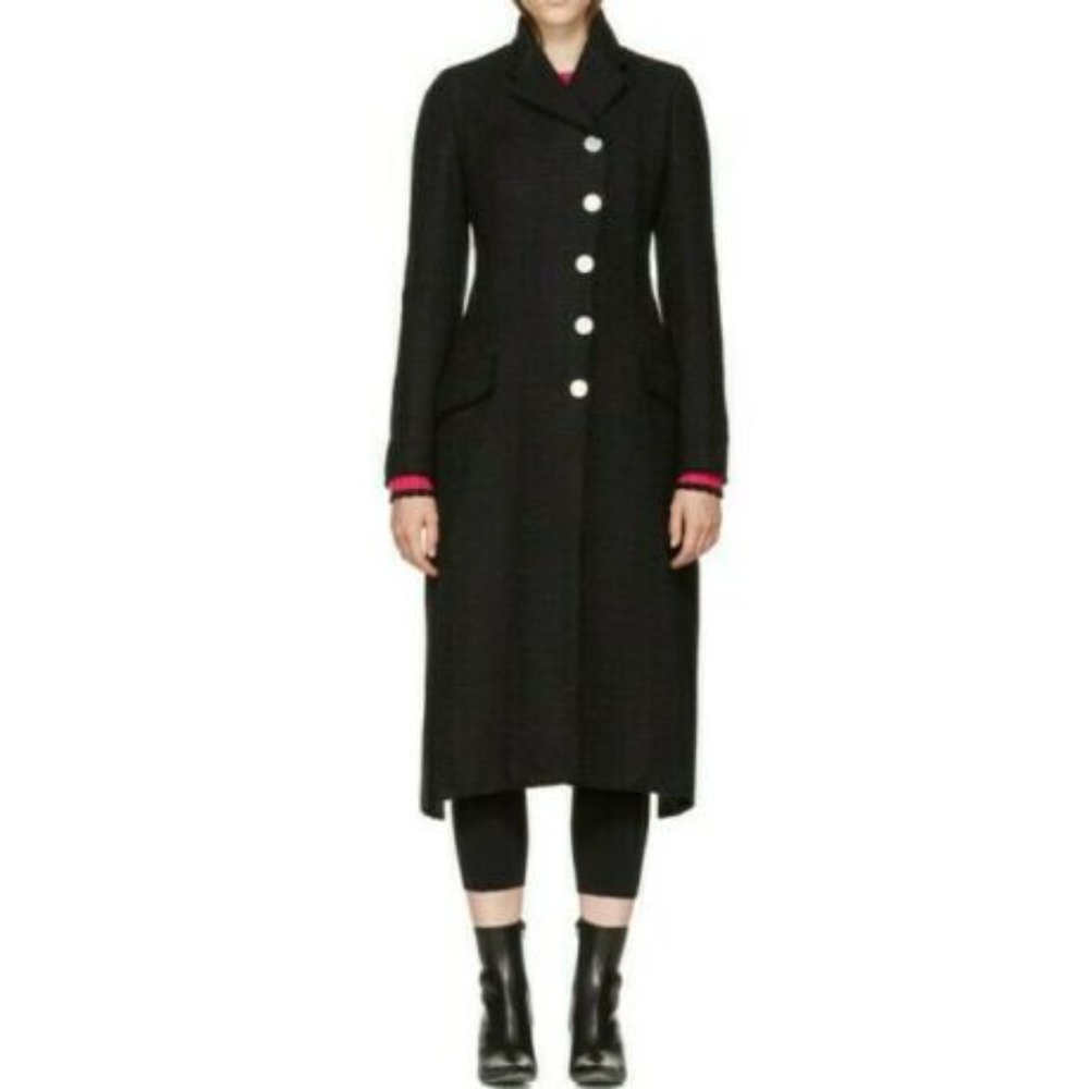 Proenza Schouler Assymetric Front Coat with Back Tie NWT Size 4 Black $2550